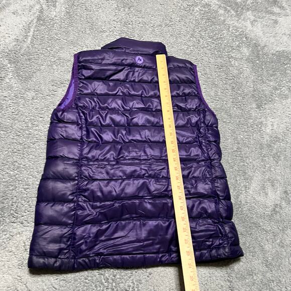 Marmot Down Puffer Vest Womens Medium 800 Fill Purple Jacket Full Zip Mock Neck - Picture 6 of 7